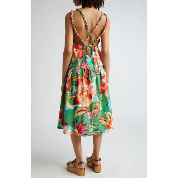 Farm Rio Women's Multicolor Tropicart Floral Sleeveless Midi Dress Large NWT - Picture 3 of 14